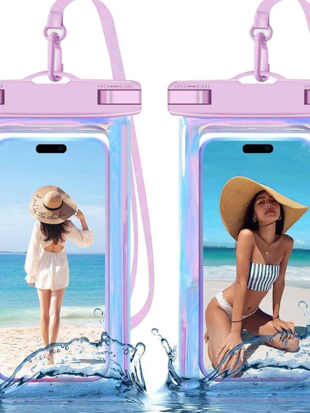 2 Pack Iridescence Waterproof Phone Pouch, Cell Phone Waterproof Case Dry Bag,Pr